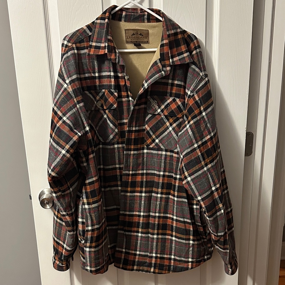 Legendary Whitetails Plaid Shirt Jacket - Black, Orange, White